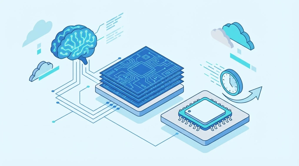 AIとデータ処理、クラウドコンピューティングイラスト