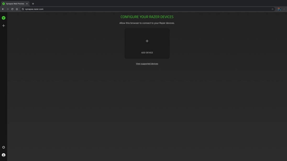 Razer Synapse Webのデバイス接続画面
