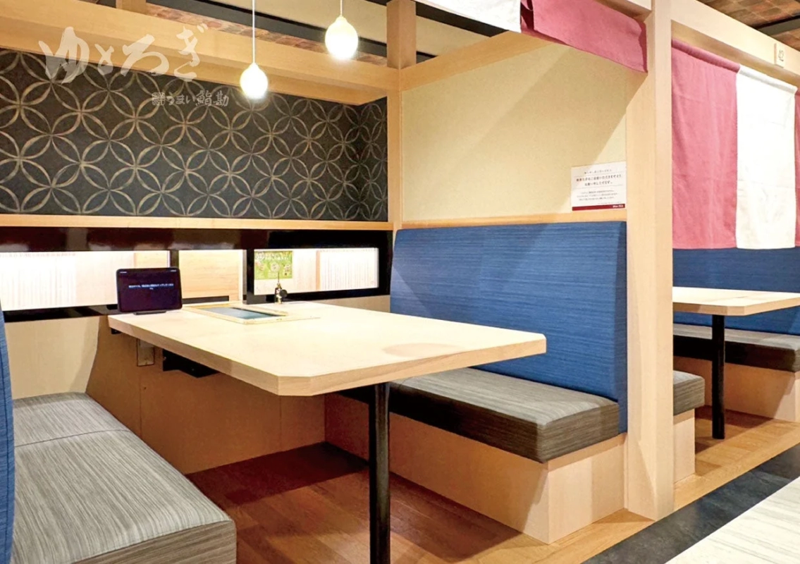 うまい鮨勘 ゆとろぎ大崎古川店の店内ボックス席