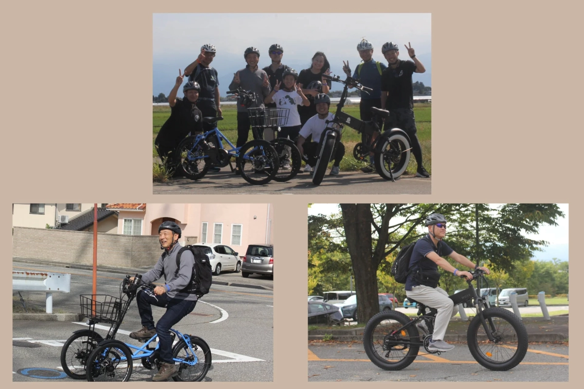 様々な電動自転車に乗る人々