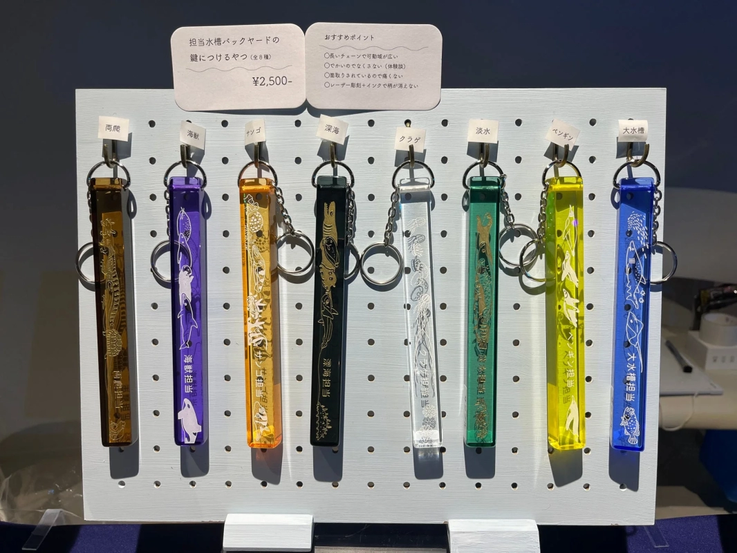 水族館のバックヤードをテーマにしたキーホルダー