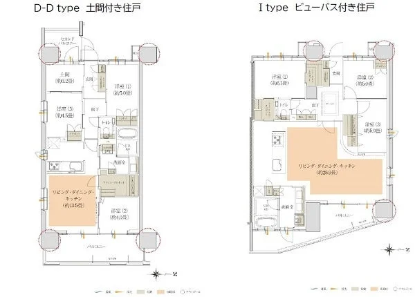 D-D typeとI typeの間取り図
