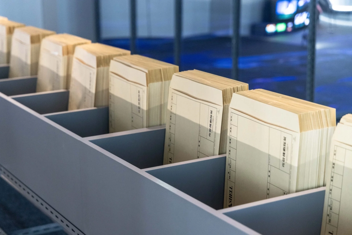 カット袋が並ぶ展示