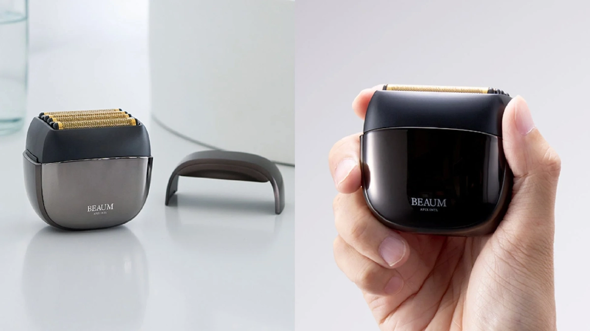 手のひらに収まるサイズの小型電気シェーバーBEAUM