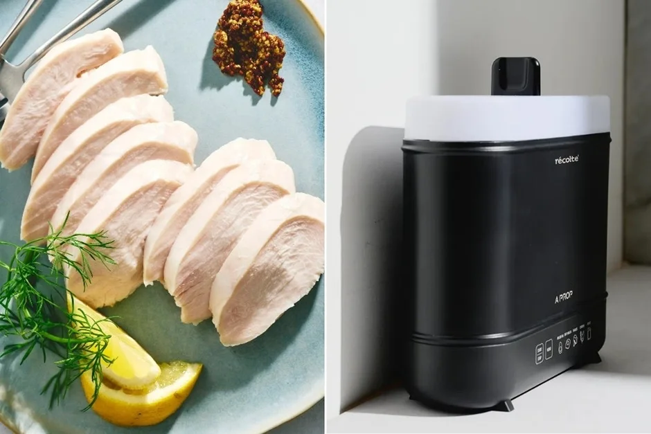 調理済み鶏むね肉と調理家電