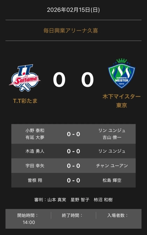 ノジマTリーグ 2025-2026 公式戦 対戦オーダー