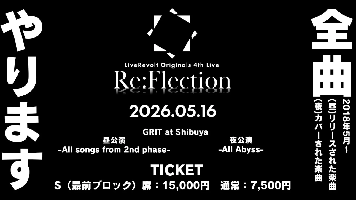 LiveRevolt Originalsの4thライブ「Re:Flection」の詳細告知画像