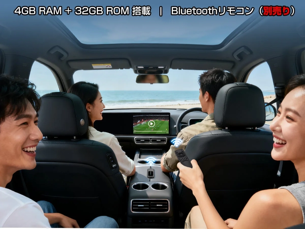 車内でモニターとリモコン