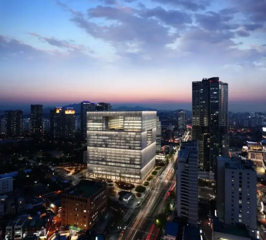 夕暮れの都市の鳥瞰図