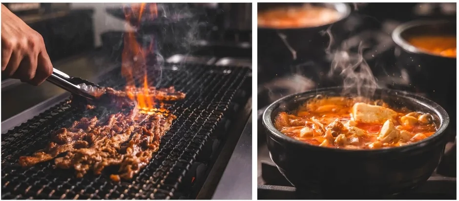 焼肉とチゲの料理画像